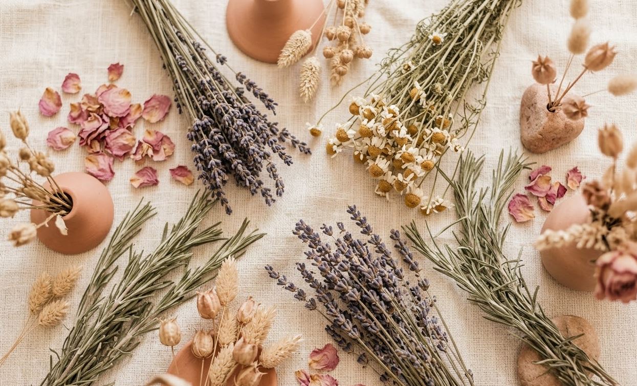 Hierbas y flores naturales